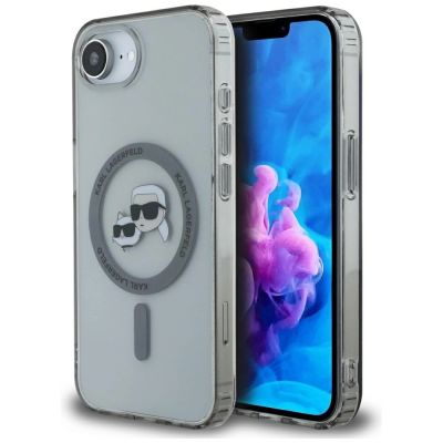 Karl Lagerfeld IML Metal Karl & Choupette Heads MagSafe iPhone 16e Case - Black