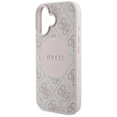 6. Guess 4G Circle Classic Logo MagSafe iPhone 16 Case - Pink