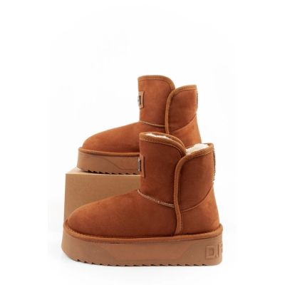 10. D.Franklin women's winter snow boots, fashionable fur lined, brown ankle boots