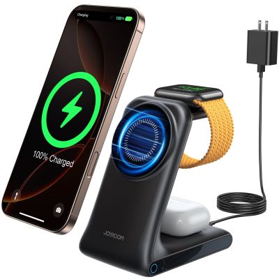 2. Joyroom JR-W15 Wireless Charger 3 in 1 Charging Station with MagSafe - Black