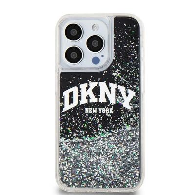 3. DKNY Liquid Glitter Big Logo iPhone 15 Pro Case - Black