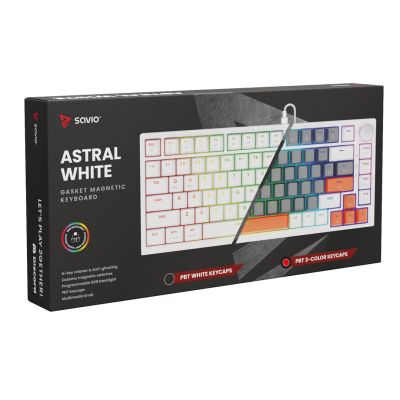 3. SAVIO MAGNETIC KEYBOARD ASTRAL WHITE OUTEMU WHITE JADE RGB 3 KEYCAPS COLORS