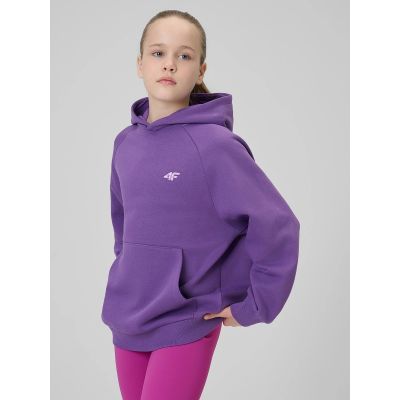 Girls' loose sweatshirt with hood 4F 4FJRSS26TSWSF3040-50S