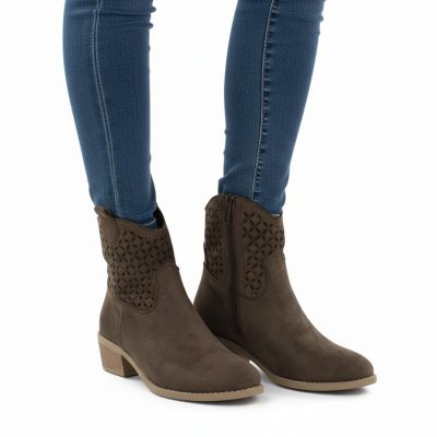 4. Women's openwork brown cowboy boots Jezzi RMR2353-16