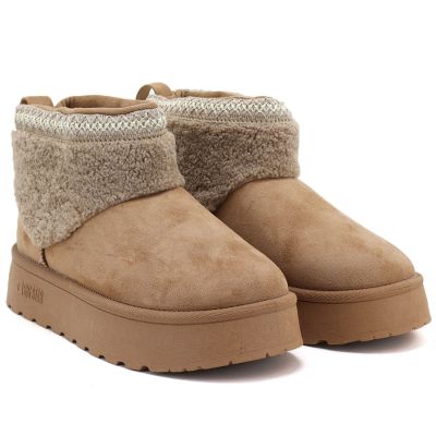 4. Big Star UU274169 Women's Waterproof Beige Platform Snow Boots