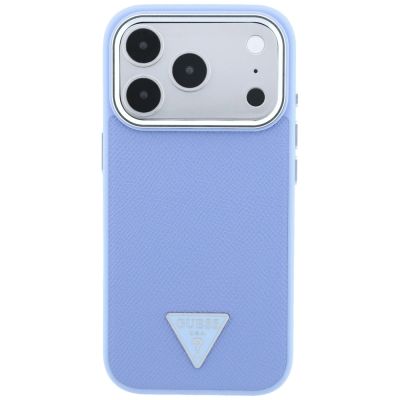 3. Guess Grained Triangle Logo MagSafe Case for iPhone 18 Pro Max / 17 Pro Max - Blue