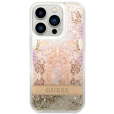 3. Guess Paisley Liquid Glitter case for iPhone 14 Pro - gold