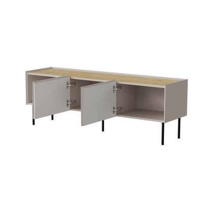 2. FELLINI TV Cabinet 150x40x52 Cashmere + Oiled Oak Top