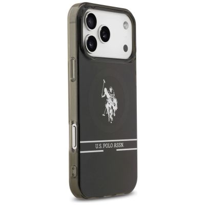 4. US Polo DH and Bottom Stripe Logo MagSafe Case for iPhone 17 Pro Max - Black