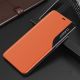 11. Eco Leather View Case elegant bookcase type case with kickstand for iPhone 13 Pro Max orange