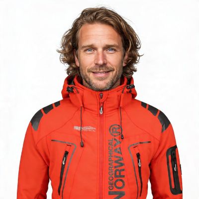 6. Geographical Norway Techno MEN 056 BS3 men's sports jacket with adjustable hood, waterproof, red (WU1060H/GN)