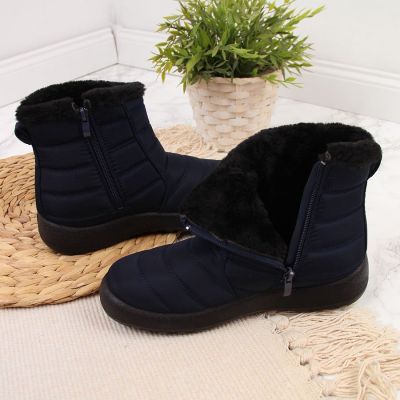12. NEWS W EVE181B waterproof zipper snow boots navy blue 
