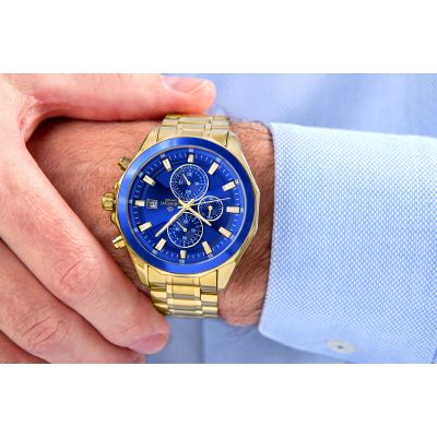 4. Men's Watch Giewont Chronograph Sapphire Gold Blue GW7290-B6
