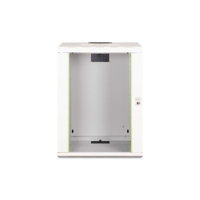 19. Digitus Unique 19" 16U wall-mounted network cabinet 600x450, glass door, gray, undivided, assembled, 100kg