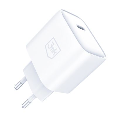16. 3mk Rayo Charger 20W PD3.0 PPS USB-C Wall Charger + USB-C / USB-C 3A 60W Cable - White