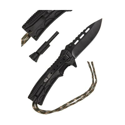 2. Mil-Tec Paracord Folding Knife with Fire Starter - Camo