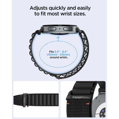 9. Spigen WBF1 Strap for Samsung Galaxy Watch 40/44/46 mm - Black