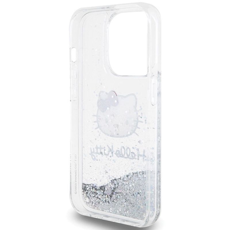 7. Hello Kitty Liquid Glitter Charms Kitty Head case for iPhone 14 Pro Max - silver