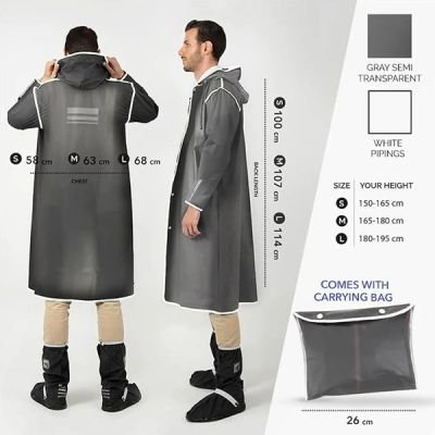 2. Perletti Women’s Trench Raincoat, Grey, with Hood, Size S