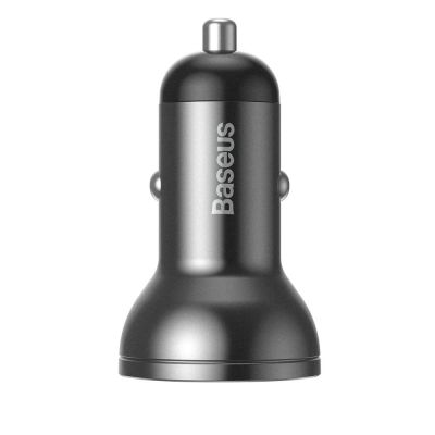 4. Baseus 2x USB 4.8A 24W car charger with LCD + 3in1 cable USB - USB Type C / micro USB / Lightning 1.2m black (TZCCBX-0G)