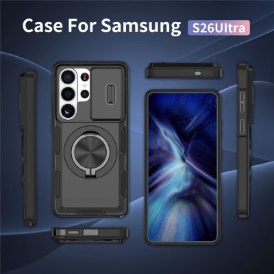 8. Samsung Galaxy S26 Ultra Case with Sliding Camera Cover and Swivel Stand Compatible with MagSafe - Black