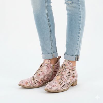 5. Women's ankle boots with openwork flowers, multicolor Potocki SZ12091