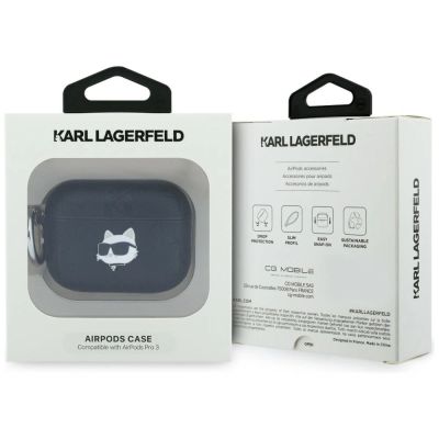 4. Karl Lagerfeld Monogram Choupette Head Case for AirPods Pro 3 - Black