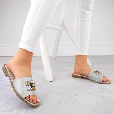 10. S.Barski W OLI262B silver zirconium flip-flops