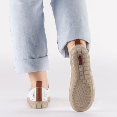 8. Women's leather openwork shoes white Rieker N2405-80