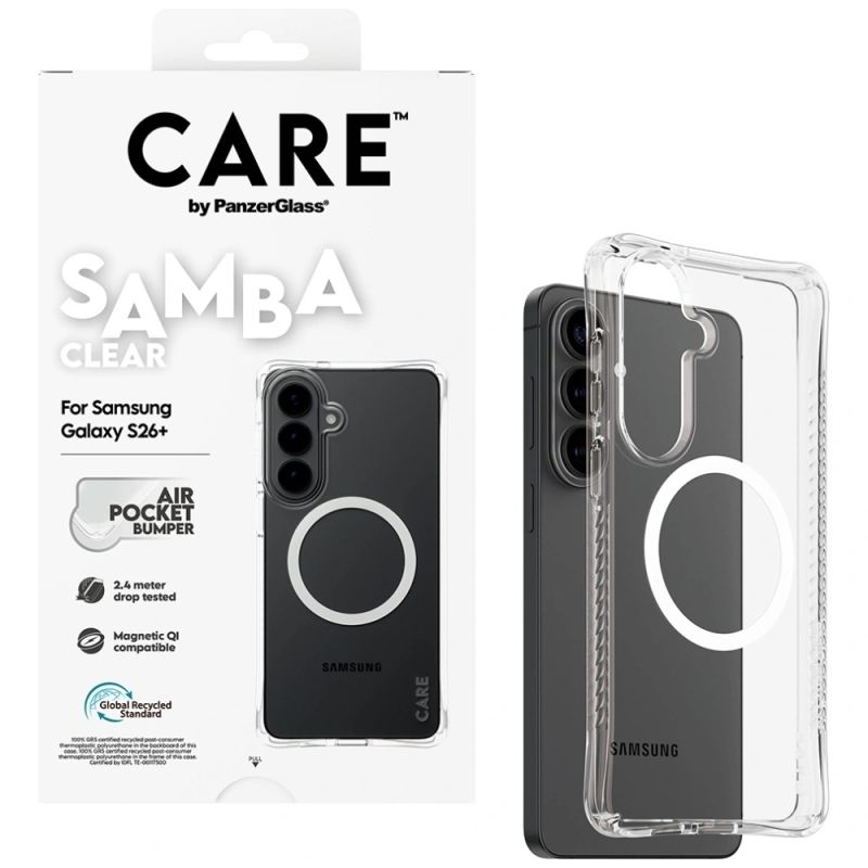 4. CARE by PanzerGlass Samba Transparent Qi Case for Samsung Galaxy S26+ - Transparent