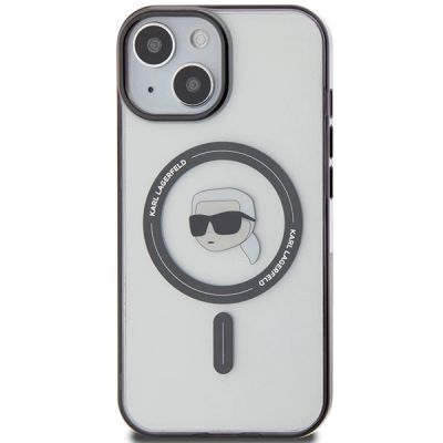 3. Karl Lagerfeld KLHMP15SHKHNOTK iPhone 15 6.1" transparent hardcase IML Karl`s Head MagSafe