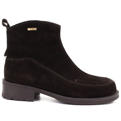 2. Women's leather ankle boots with stitching, chocolate Big Star