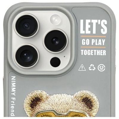 3. Nimmy Cool&Cute 2.0 Bear Case for iPhone 15 Pro Max - Gray