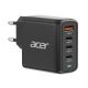 Acer 100W PD GaN Charger, 3 x USB C and 1 x USB A, EU Plug, 100W USB-C cable, Black, Retail Pack