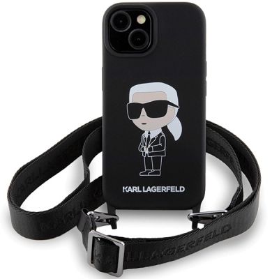 2. Karl Lagerfeld KLHCP15SSCBSKNK iPhone 15 6.1" hardcase black/black Crossbody Silicone Ikonik