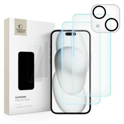 Tech-Protect Supreme Set for iPhone 15 2x tempered glass for display / tempered glass for camera