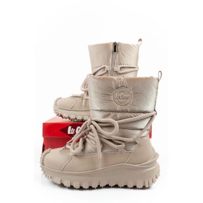 10. Lee Cooper women's winter trekking sports shoes, insulated, beige, natural leather