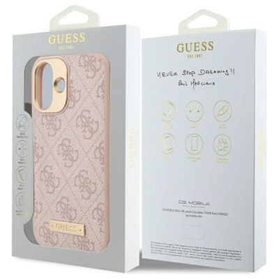 8. Guess 4G Logo Plate MagSafe iPhone 16 Case - Pink