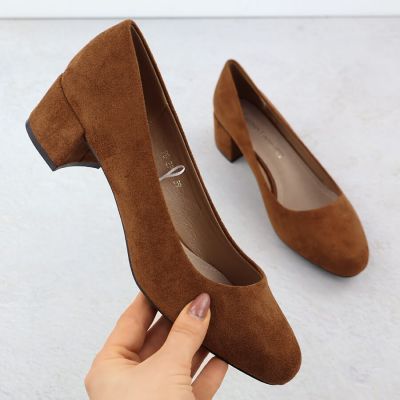 2. Sergio Leone PB291 camel suede block heel pumps