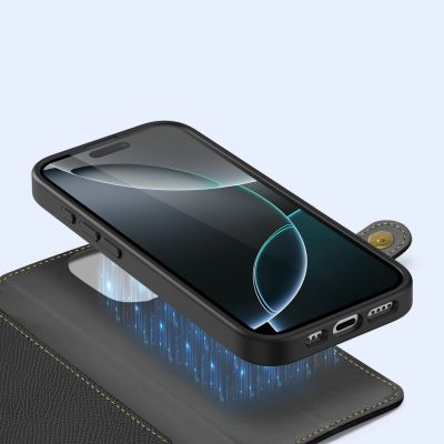 4. Dux Ducis Lawa Leather Case for iPhone 16 Pro - Black