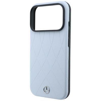 6. Mercedes Leather with Crossed Lines Anthracite MagSafe Case for iPhone 18 Pro / 17 Pro – Blue