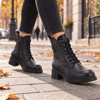 7. Vinceza 86444 Women’s Black Leather Ankle Boots