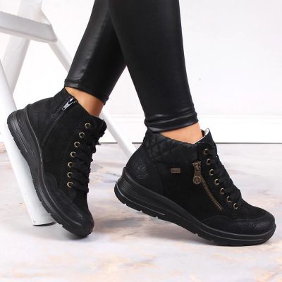 42. Rieker W RKR567 Waterproof Insulated Leather Ankle Boots