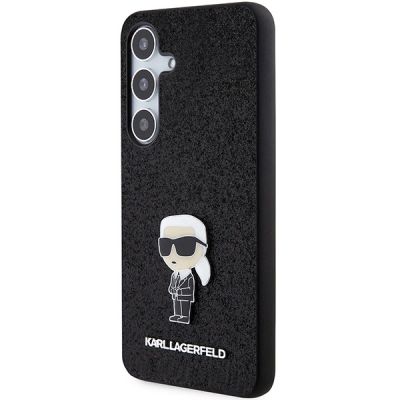 2. Karl Lagerfeld Fixed Glitter Ikonik Logo Metal Pin case for Samsung Galaxy S24+ - black