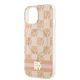 6. DKNY IML Checkered Mono Pattern & Printed Stripes MagSafe case for iPhone 15 / 14 / 13 - pink