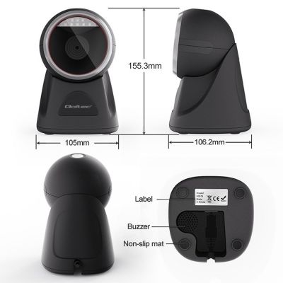 13. Qoltec Stationary Precision Barcode and QR Scanner 1D | 2D