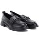 10. Women's leather loafers, black, Vinceza 133115