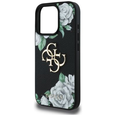 6. Guess Grained Roses Big 4G logo case for iPhone 16 Pro Max - black