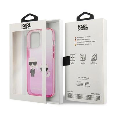 8. Karl Lagerfeld Gradient Ikonik Karl&Choupette Case for iPhone 13 Pro / iPhone 13 - Pink