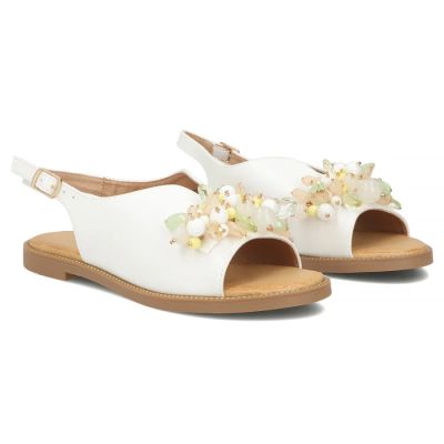4. Women's sandals with beads, white, Filippo DS7900